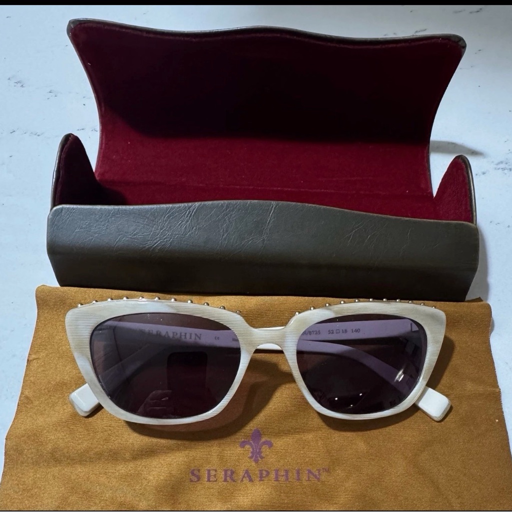 Vintage Seraphine White Cat-Eye Sunglasses Never Worn. Original Price $285